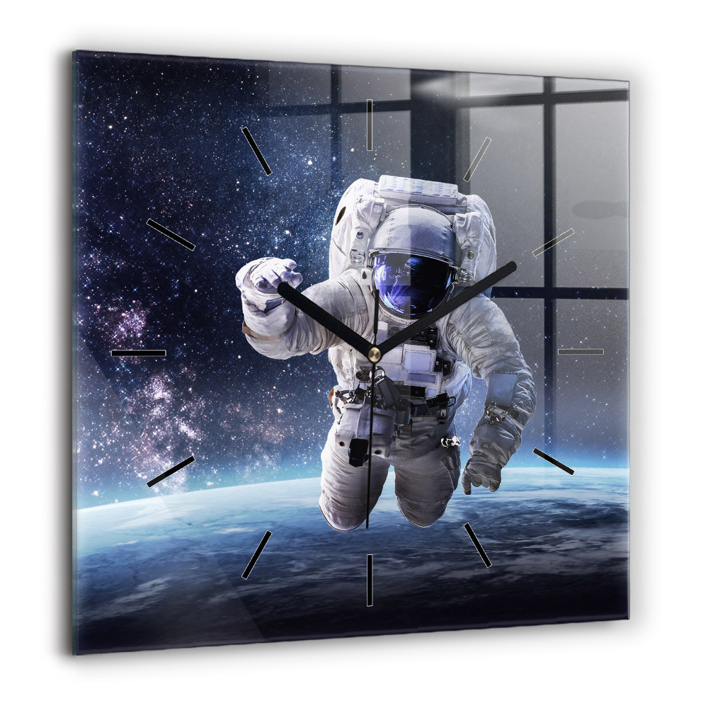 Horloge murale carrée 60x60 cm Astronaute au-dessus du sol