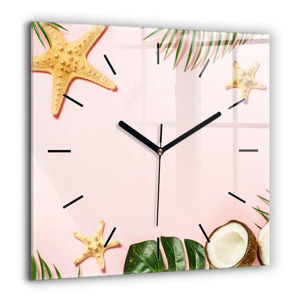 Horloge carrée en verre 60x60 cm Ambiance estivale