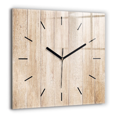 Pendule carrée en verre 60x60 cm Texture en bois