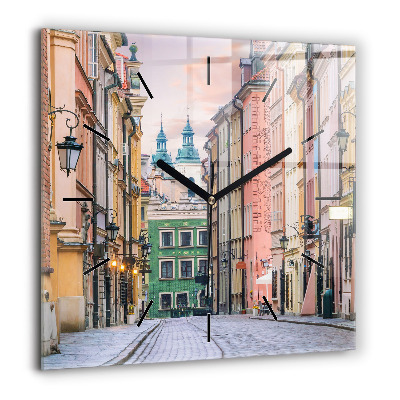 Horloge murale carrée 60x60 cm Vieille ville de Varsovie