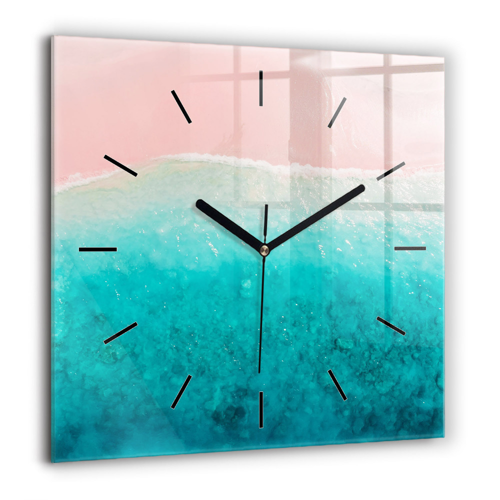 Horloge carrée en verre 60x60 cm Plage de sable marin