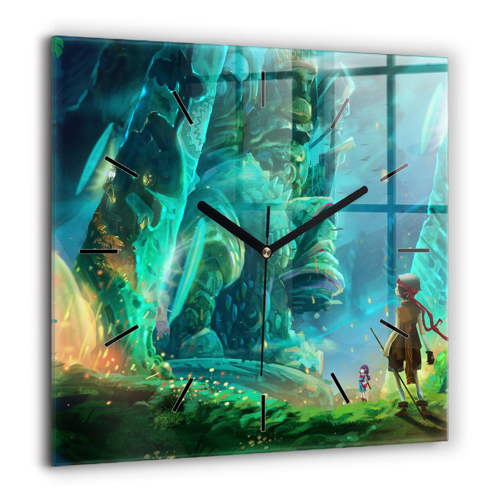 Horloge carrée en verre 60x60 cm Enfants dans une forêt