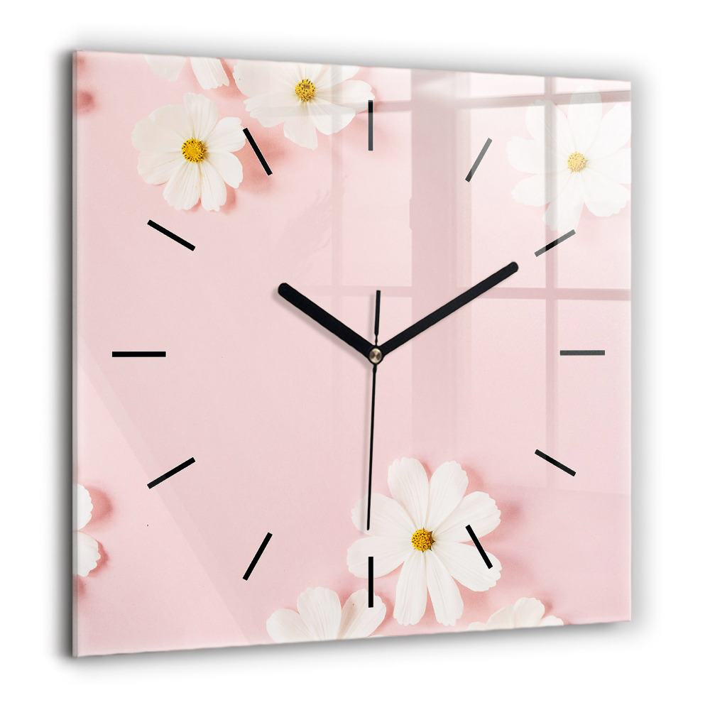Horloge murale carrée 60x60 cm Fleurs de marguerite