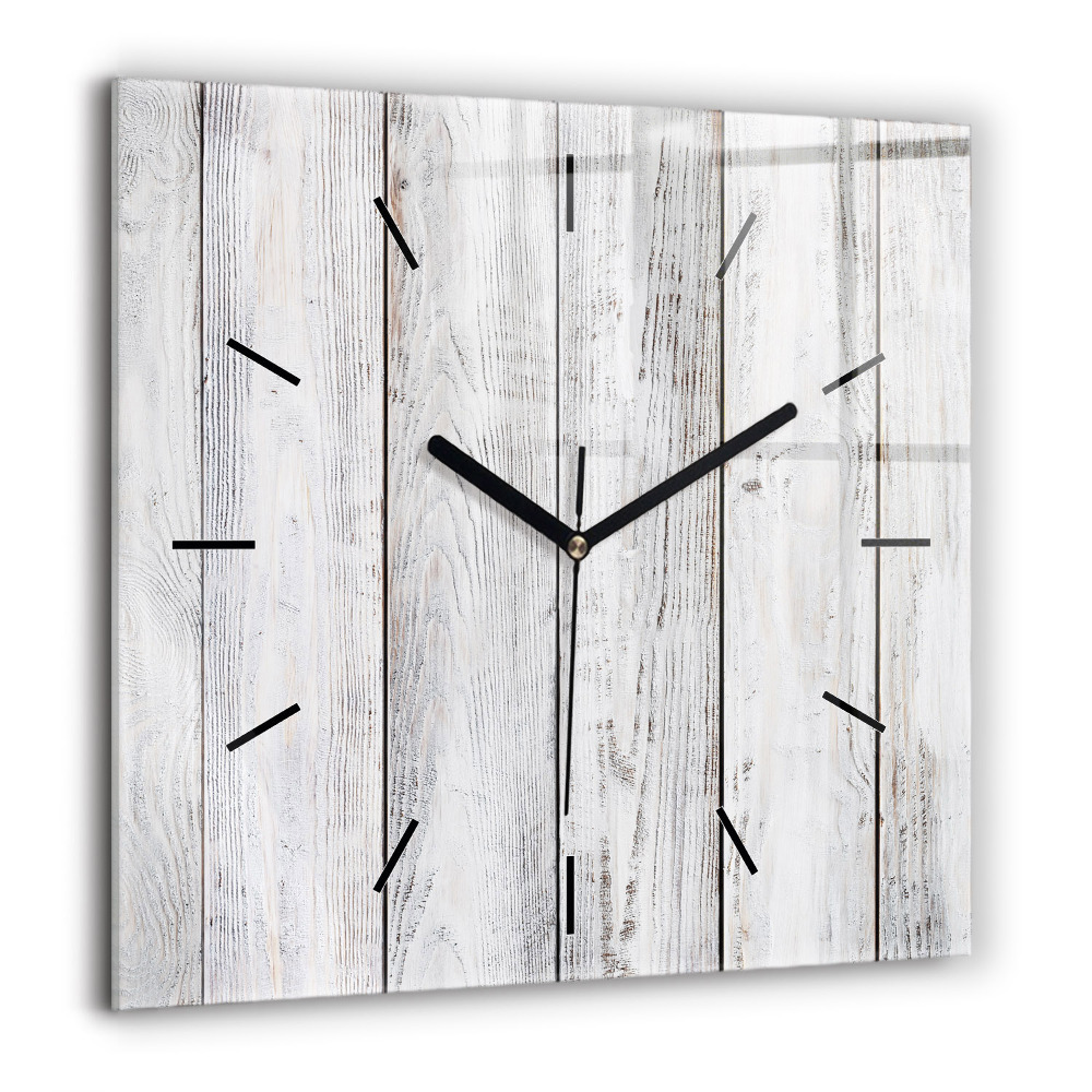 Pendule carrée en verre 60x60 cm Planches peintes