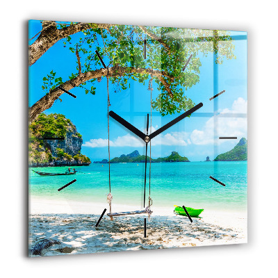 Horloge murale carrée 60x60 cm Île ensoleillée en Thaïlande