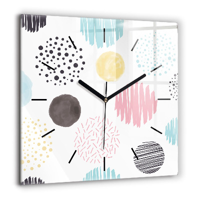 Pendule carrée en verre 60x60 cm Motif géométrique