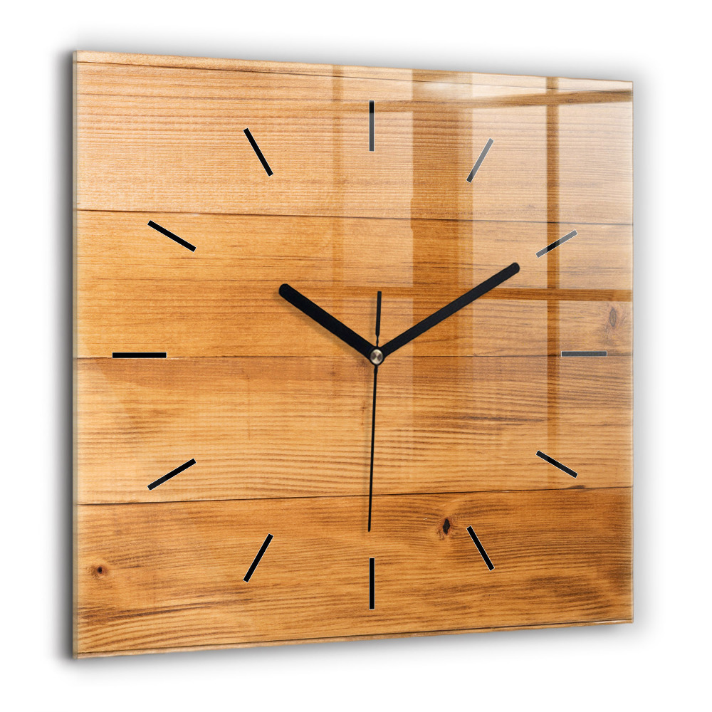 Pendule carrée en verre 60x60 cm Planches en bois