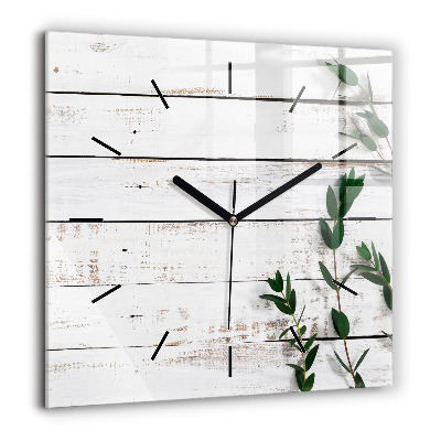 Horloge carrée en verre 60x60 cm Planches en bois clair