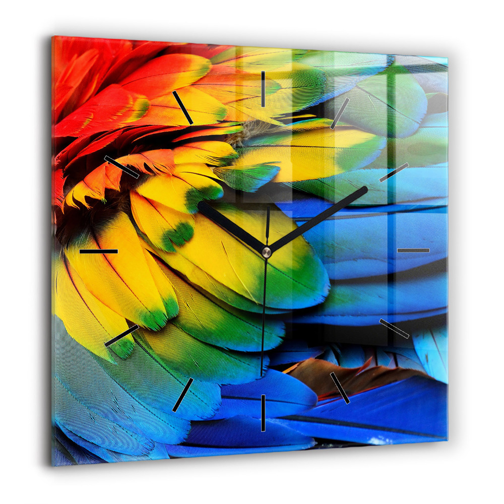 Horloge murale carrée 60x60 cm Ailes d'oiseaux colorées