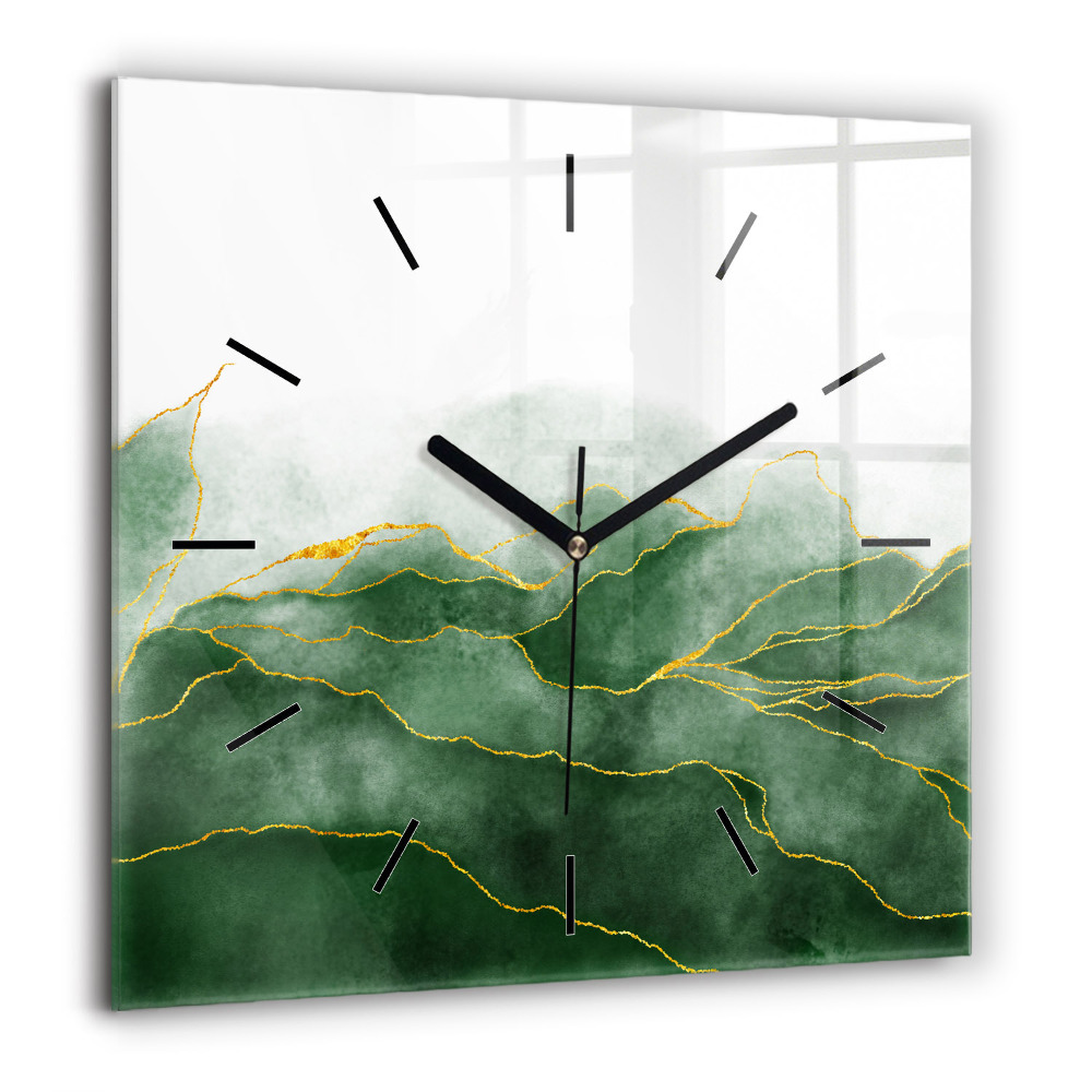Pendule carrée en verre 60x60 cm Feuilles abstraites