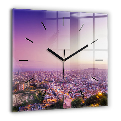 Horloge murale carrée 60x60 cm Barcelone Bunkers El Carmel