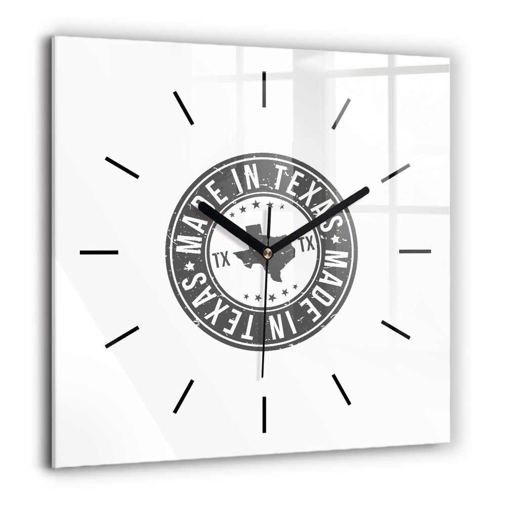 Horloge murale carrée 60x60 cm Timbre du Texas
