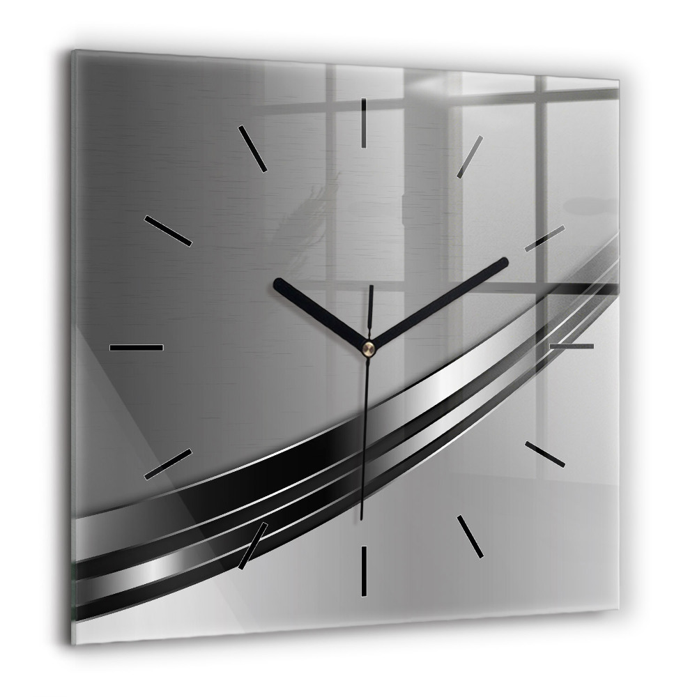 Horloge carrée en verre 60x60 cm Lignes argentées