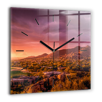 Pendule carrée en verre 60x60 cm Coucher de soleil à North Scottsdale