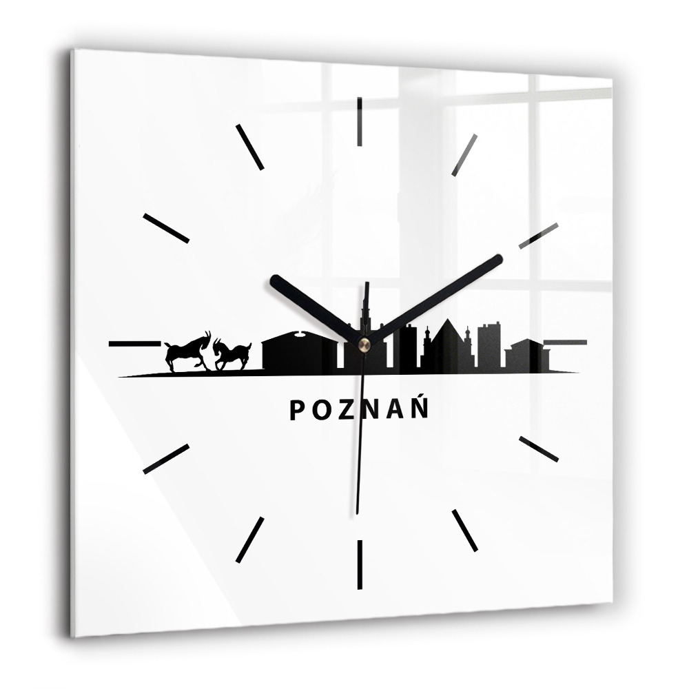 Horloge murale carrée 60x60 cm Graphique de la ligne d'horizon de Poznan