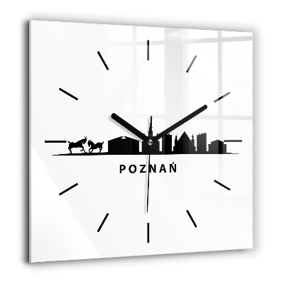Horloge murale carrée 60x60 cm Graphique de la ligne d'horizon de Poznan