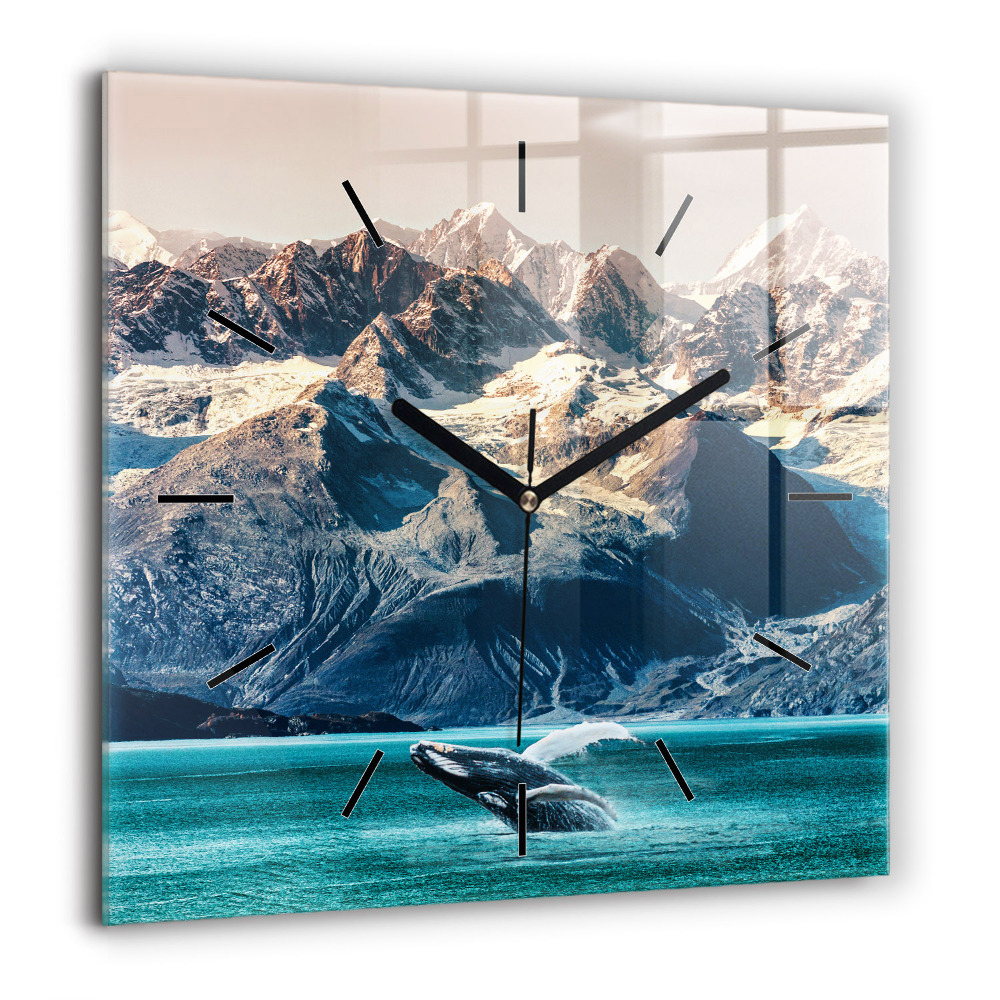 Horloge carrée en verre 60x60 cm Eau de baleine