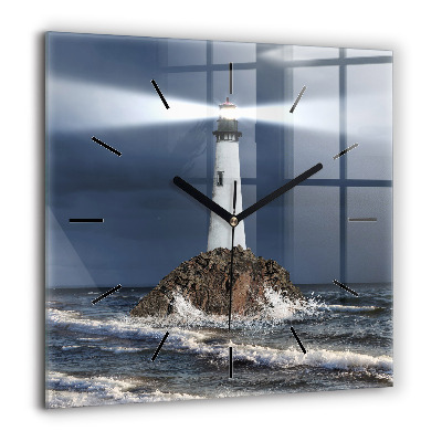 Horloge carrée en verre 60x60 cm Phare