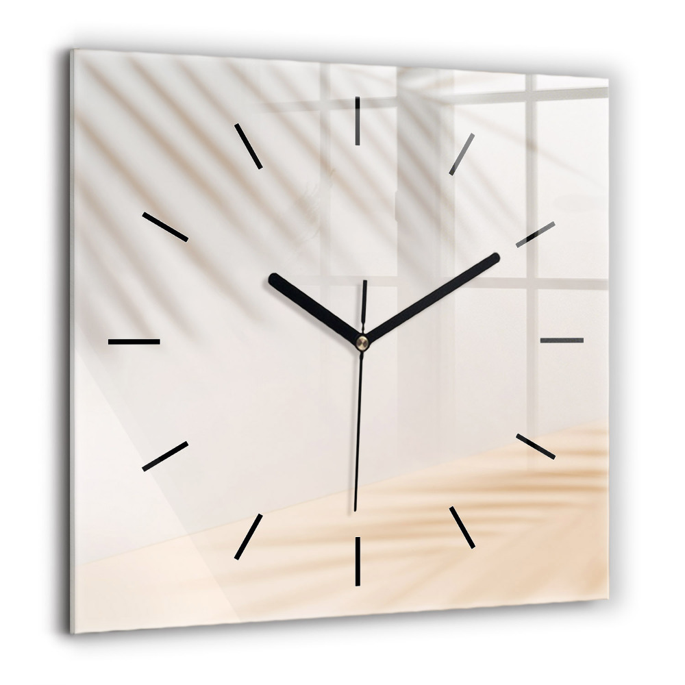 Horloge carrée en verre 60x60 cm Crème abstraite