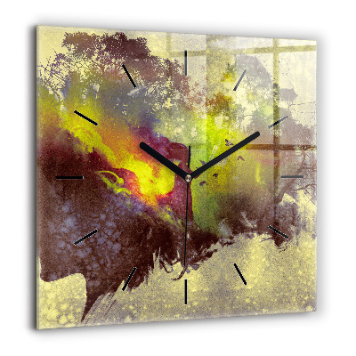 Horloge carrée en verre 60x60 cm Femme dans la forêt