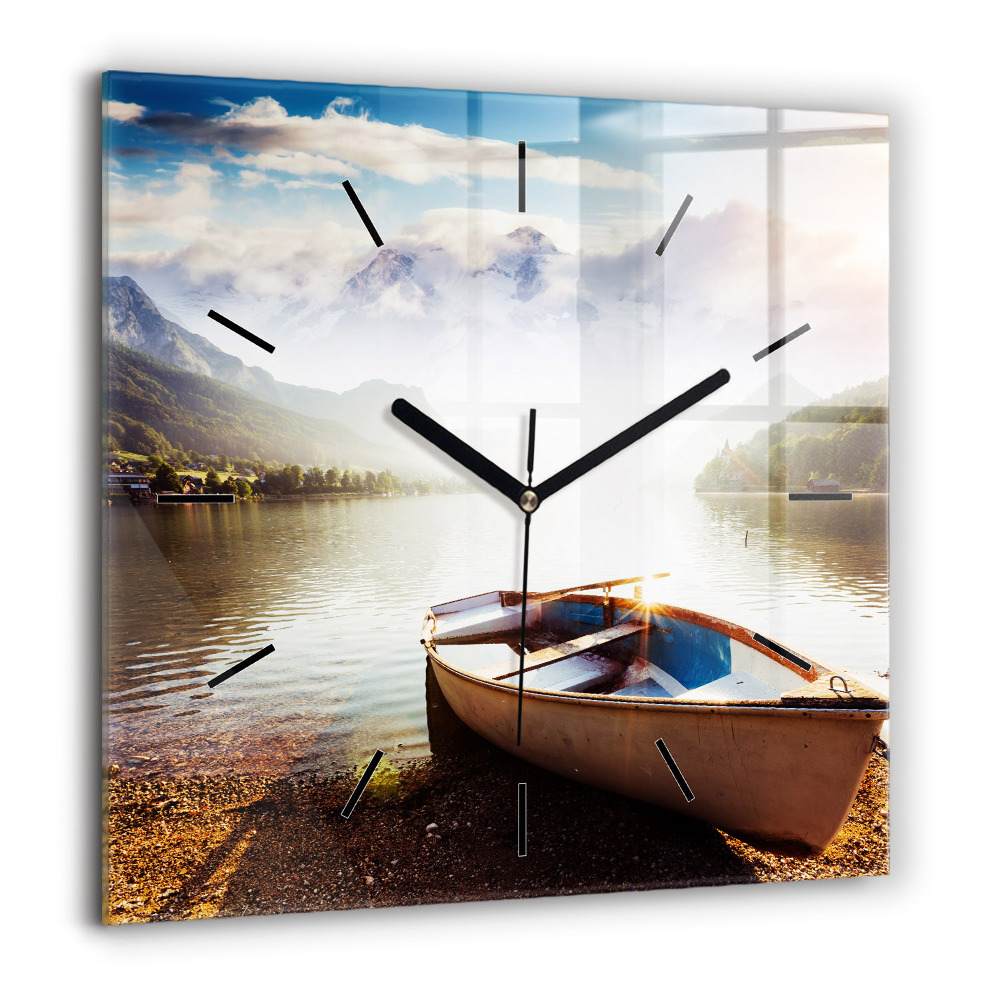 Horloge murale carrée 60x60 cm Vue d'un lac