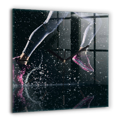 Pendule carrée en verre 60x60 cm Mode de vie sain et course à pied