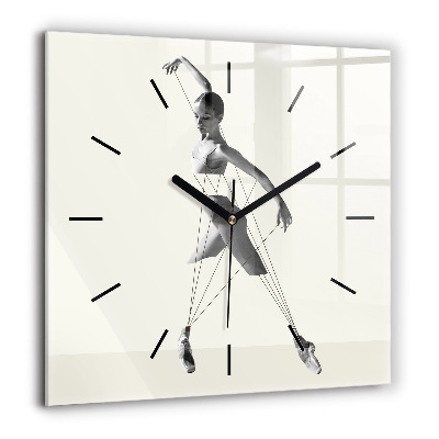 Horloge carrée en verre 60x60 cm Danseuse abstraite