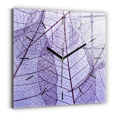 Pendule carrée en verre 60x60 cm Feuilles - nature