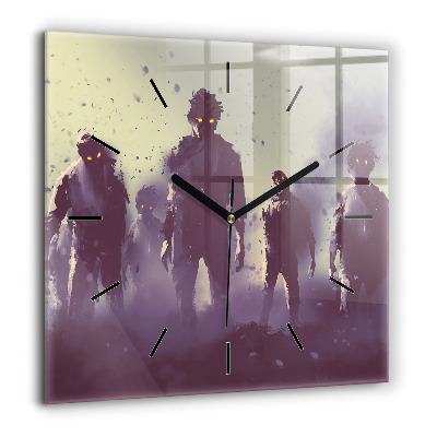 Horloge carrée en verre 60x60 cm Zombie la nuit - halloween