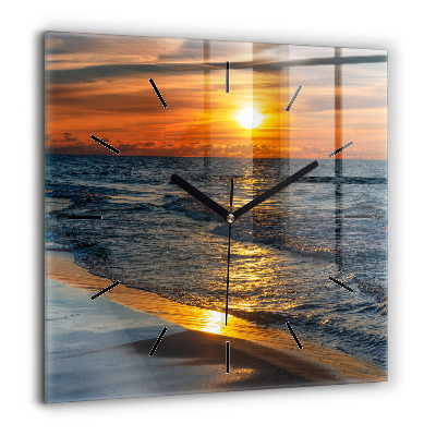Horloge carrée en verre 60x60 cm Władysławowo Mer Baltique