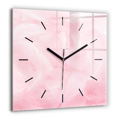 Horloge carrée en verre 60x60 cm Plume abstraite