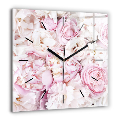 Horloge murale carrée 60x60 cm Fleurs décoratives