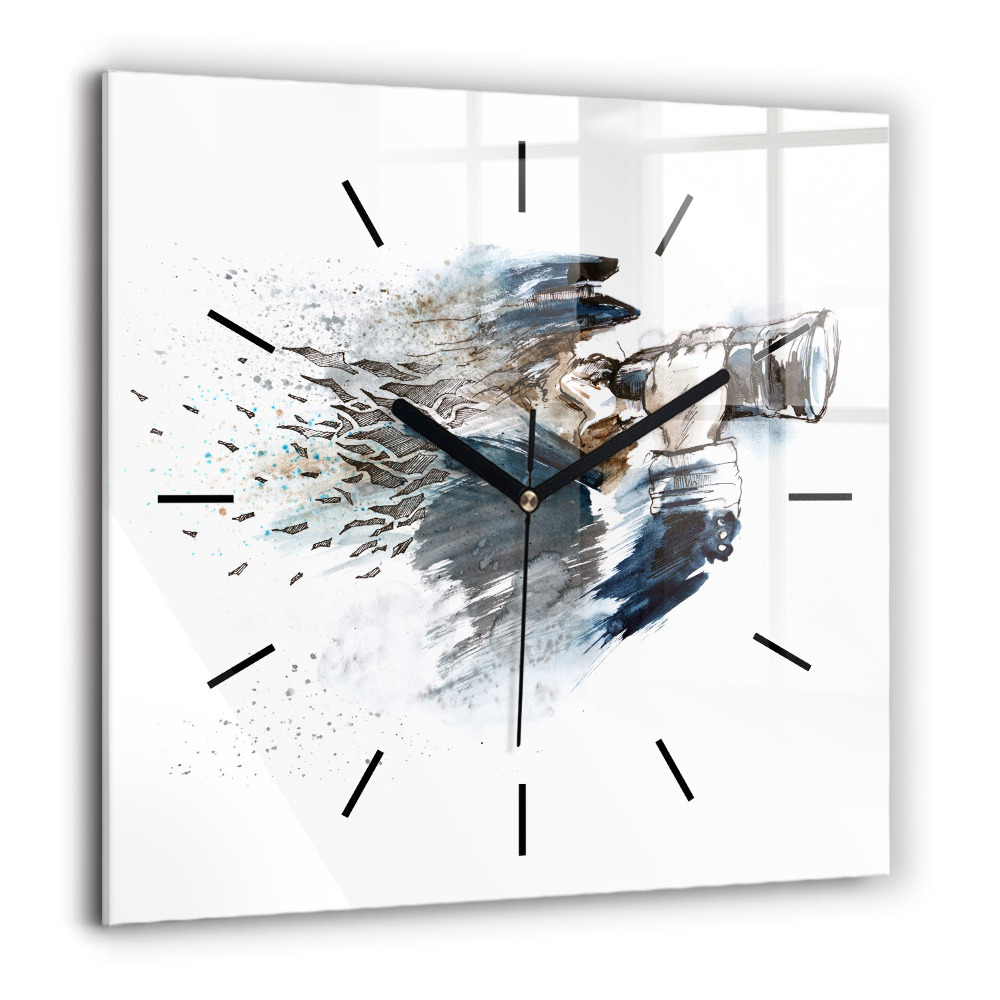 Pendule carrée en verre 60x60 cm Capitaine avec jumelles