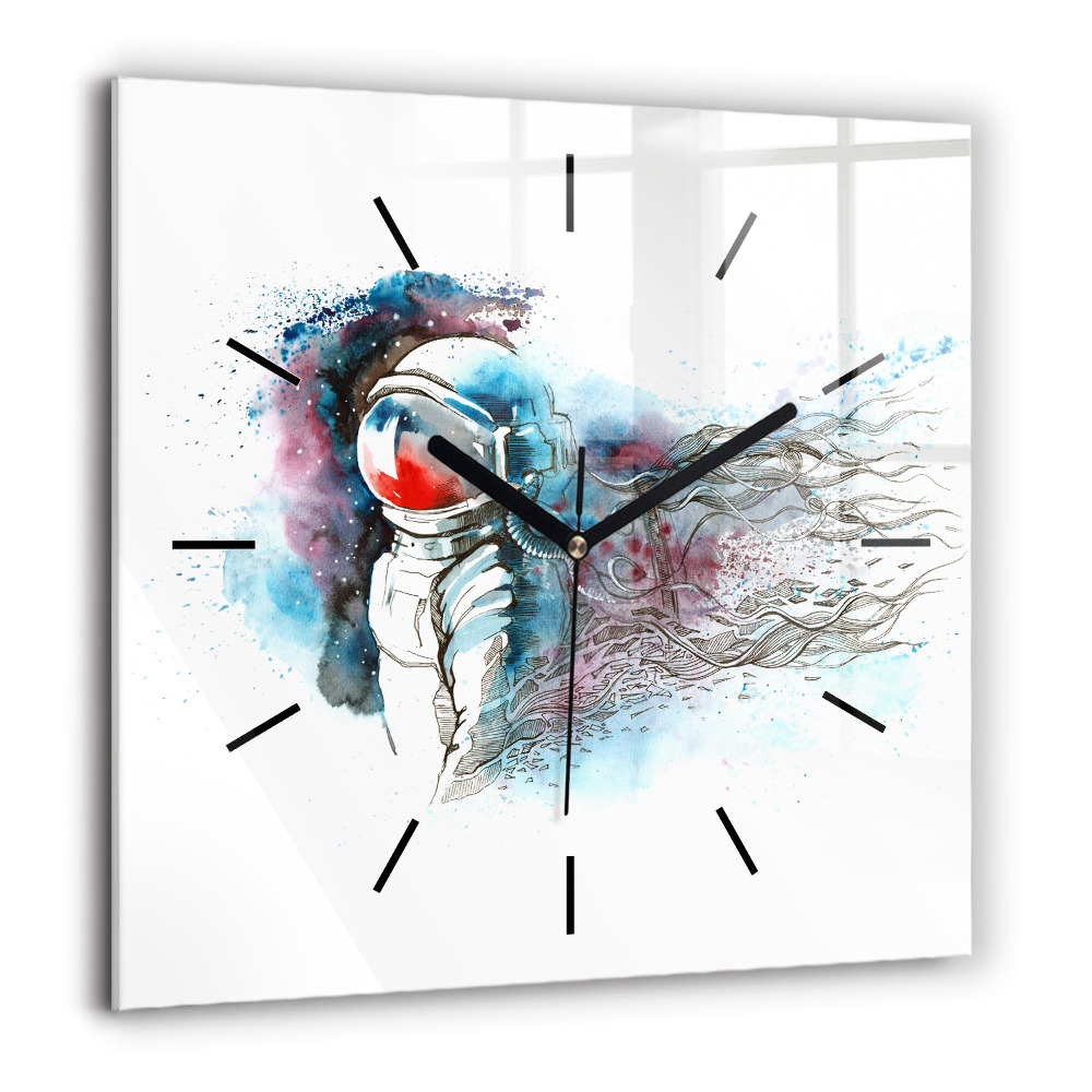 Horloge murale carrée 60x60 cm Astronaute abstrait