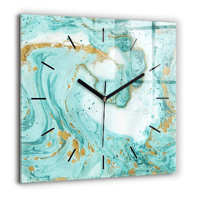 Horloge carrée en verre 60x60 cm Texture de marbre