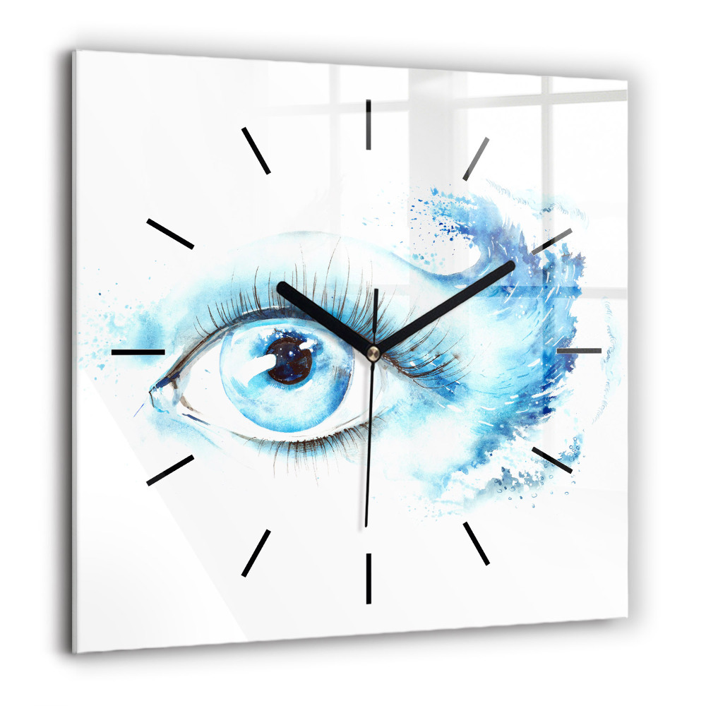 Horloge carrée en verre 60x60 cm Œil marin
