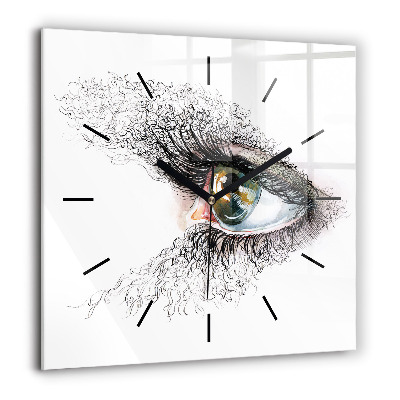 Horloge carrée en verre 60x60 cm Dessin d'un oeil humain
