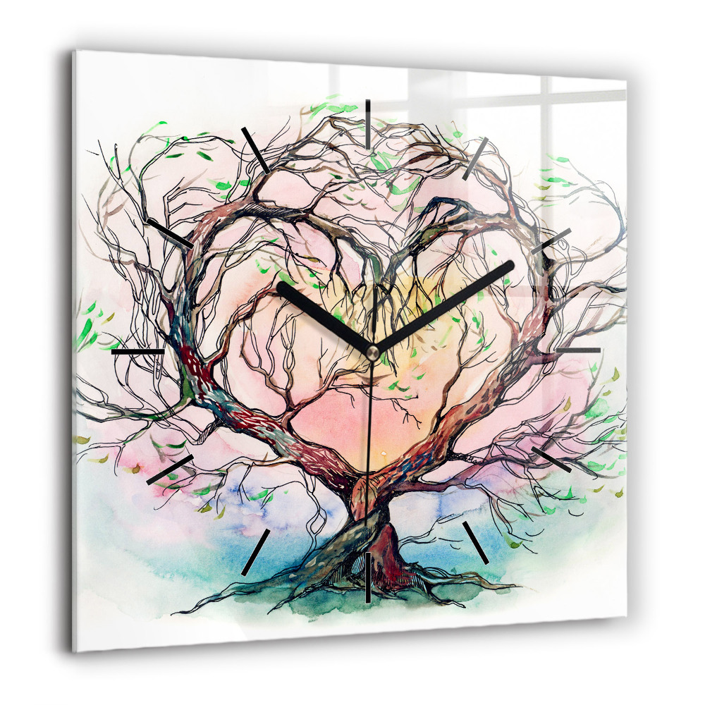 Horloge murale carrée 60x60 cm Cœur d'arbre de la nature