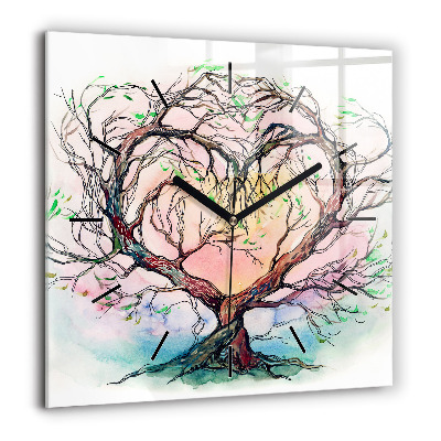Horloge murale carrée 60x60 cm Cœur d'arbre de la nature