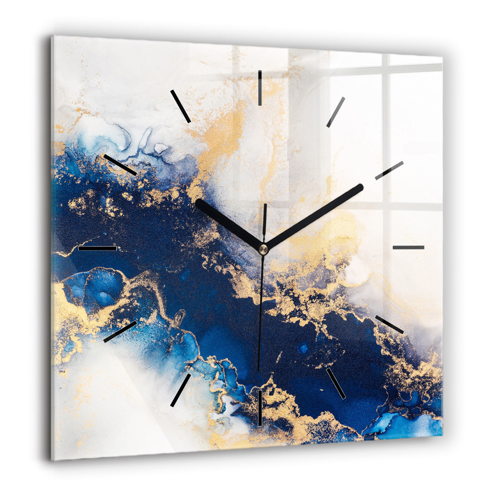 Pendule carrée en verre 60x60 cm Motif de marbre