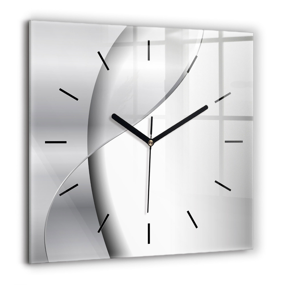Horloge carrée en verre 60x60 cm Abstraction argentée