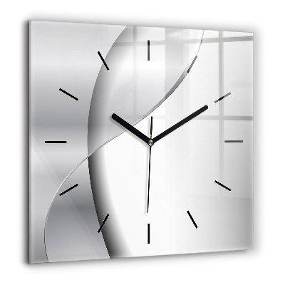 Horloge carrée en verre 60x60 cm Abstraction argentée