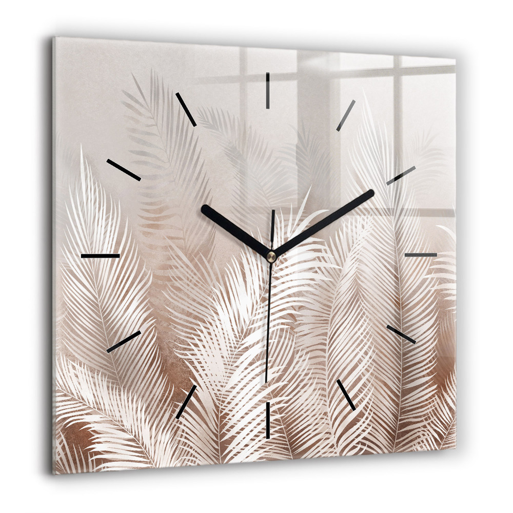 Horloge murale carrée 60x60 cm Feuilles tropicales boho