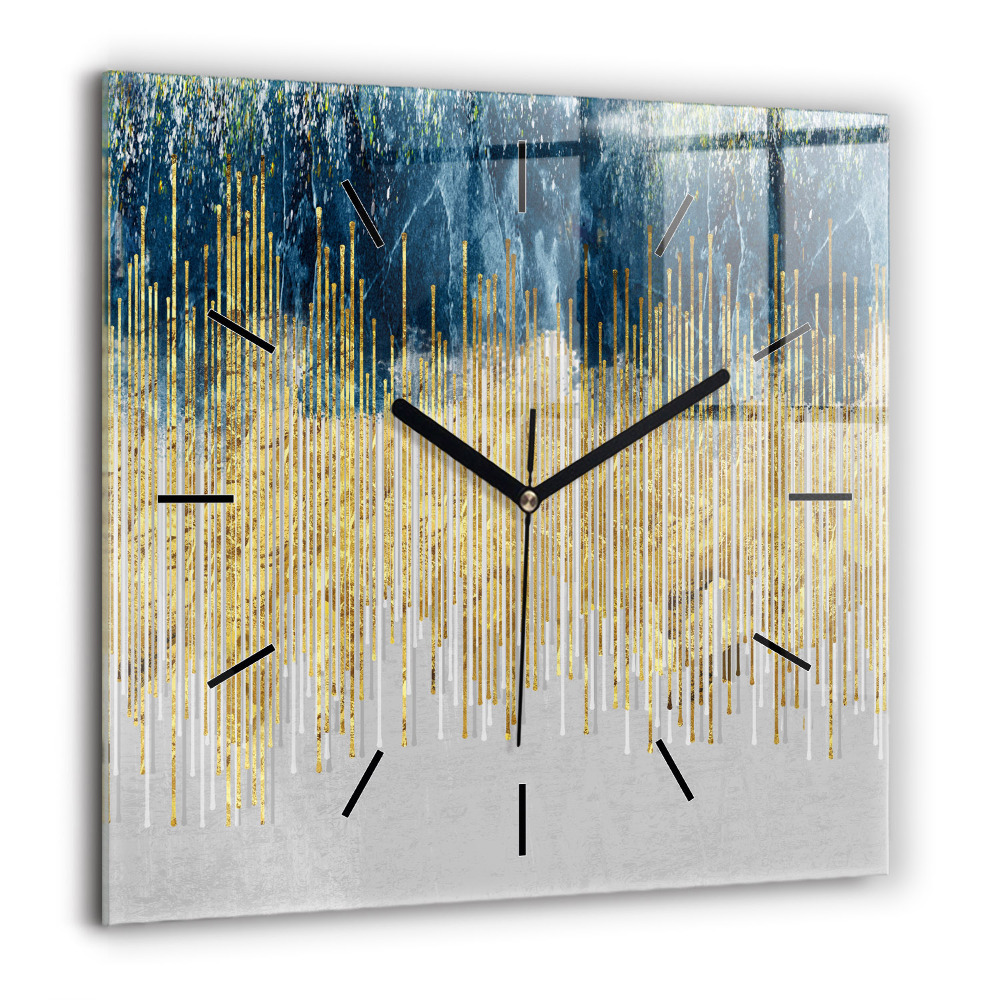 Pendule carrée en verre 60x60 cm Motif décoratif et or