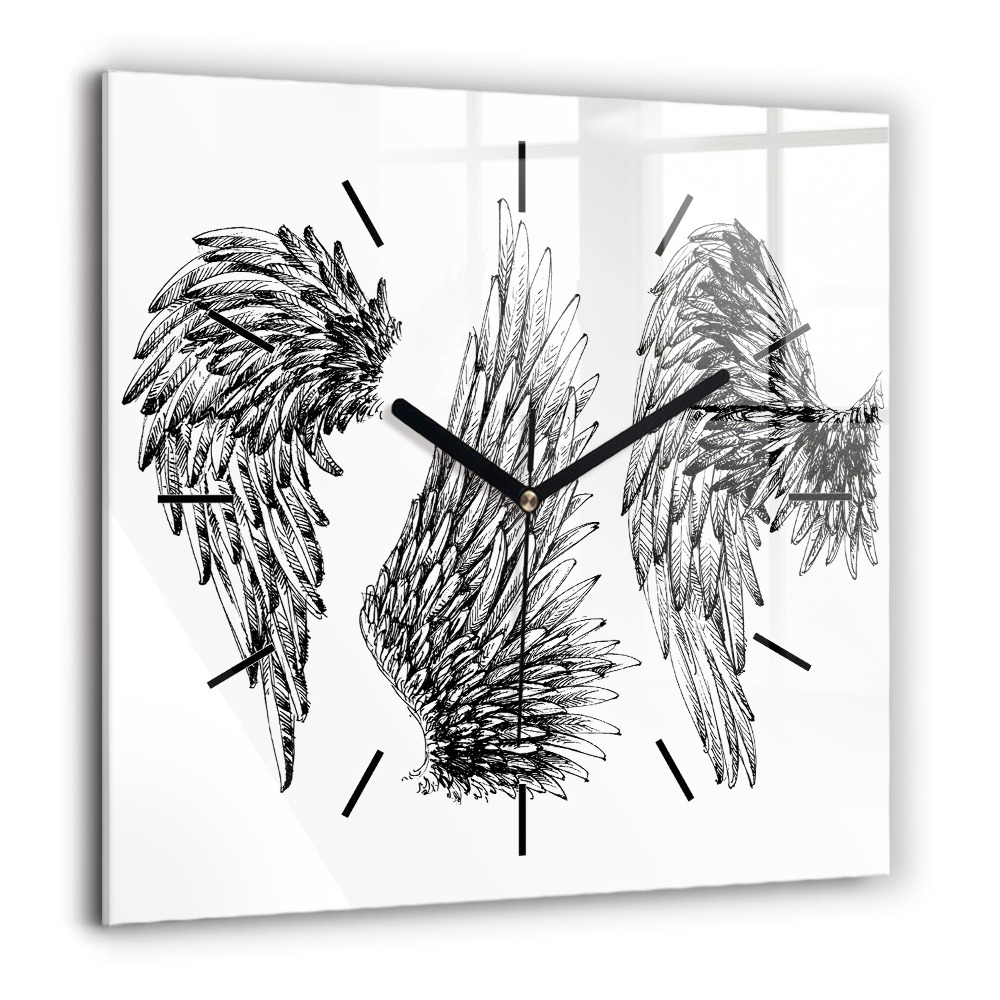 Horloge carrée en verre 60x60 cm Ailes d'ange