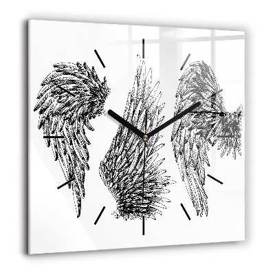 Horloge carrée en verre 60x60 cm Ailes d'ange