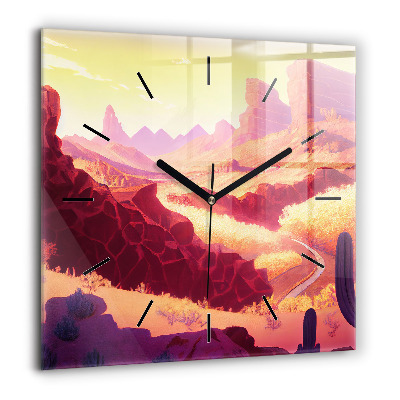 Horloge carrée en verre 60x60 cm Désert de l'Arizona