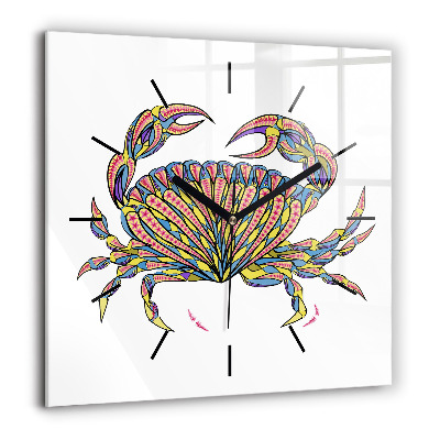 Horloge murale carrée 60x60 cm Crabe ethnique