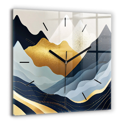 Horloge carrée en verre 60x60 cm Montagnes abstraites