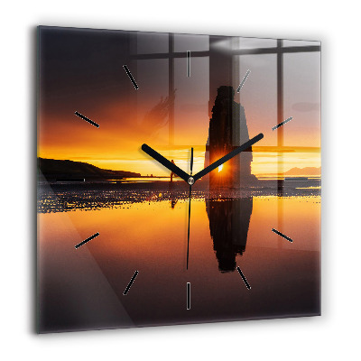 Pendule carrée en verre 60x60 cm Coureur et coucher de soleil